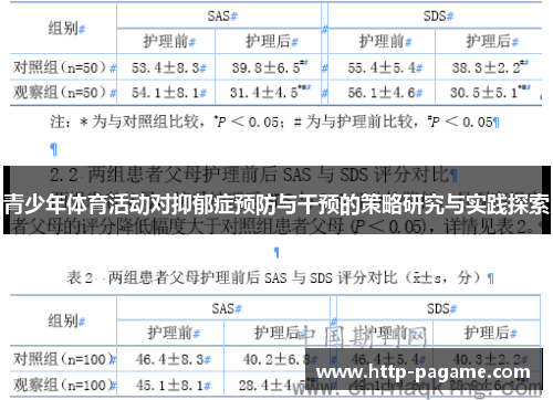 青少年体育活动对抑郁症预防与干预的策略研究与实践探索